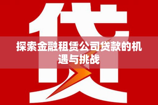 汉阳探索金融租赁公司贷款的机遇与挑战