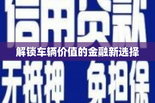 汉阳解锁车辆价值的金融新选择